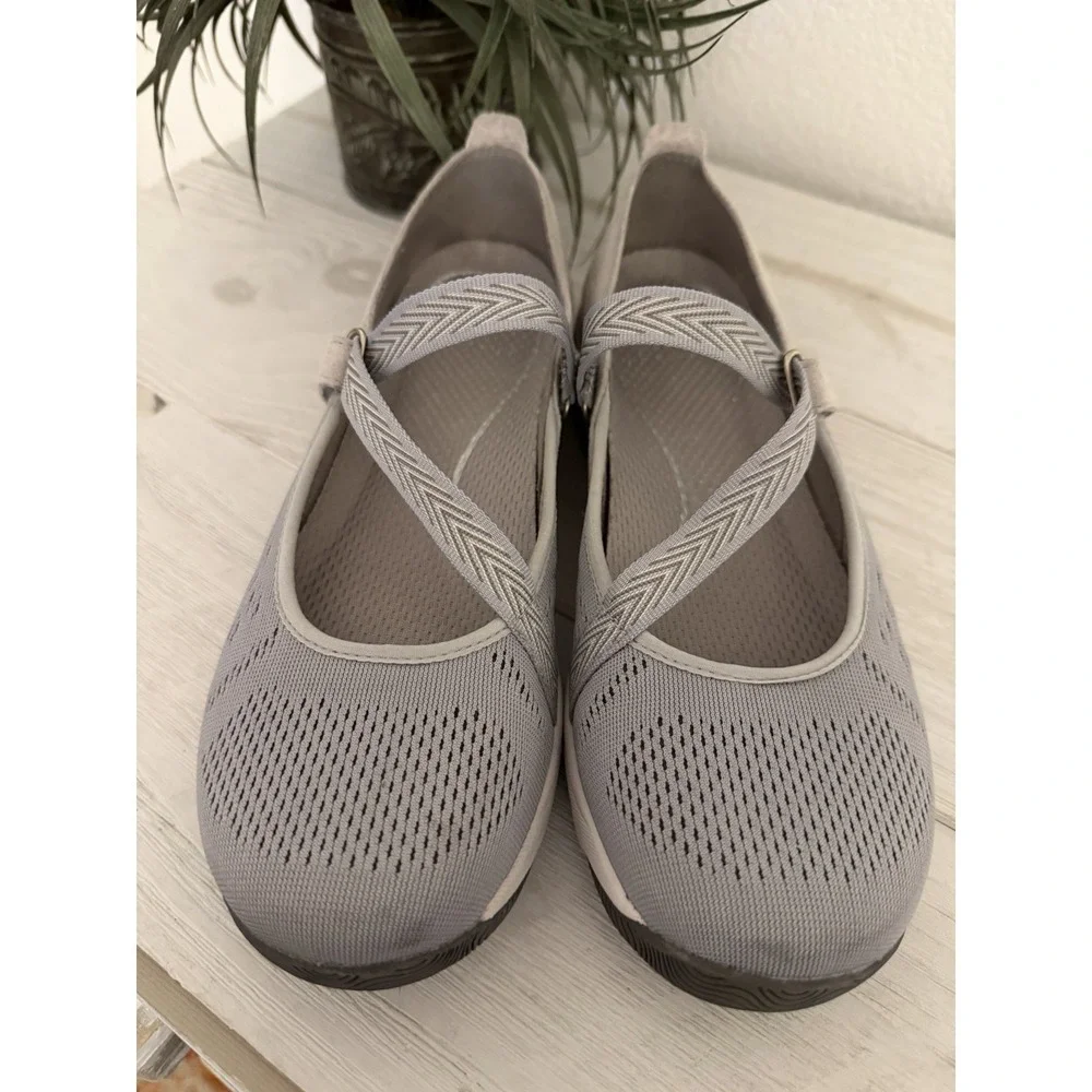 Dansko Sneakers Honor Walking Shoes Women 38 Stone Gray Suede Strappy Leather‎
